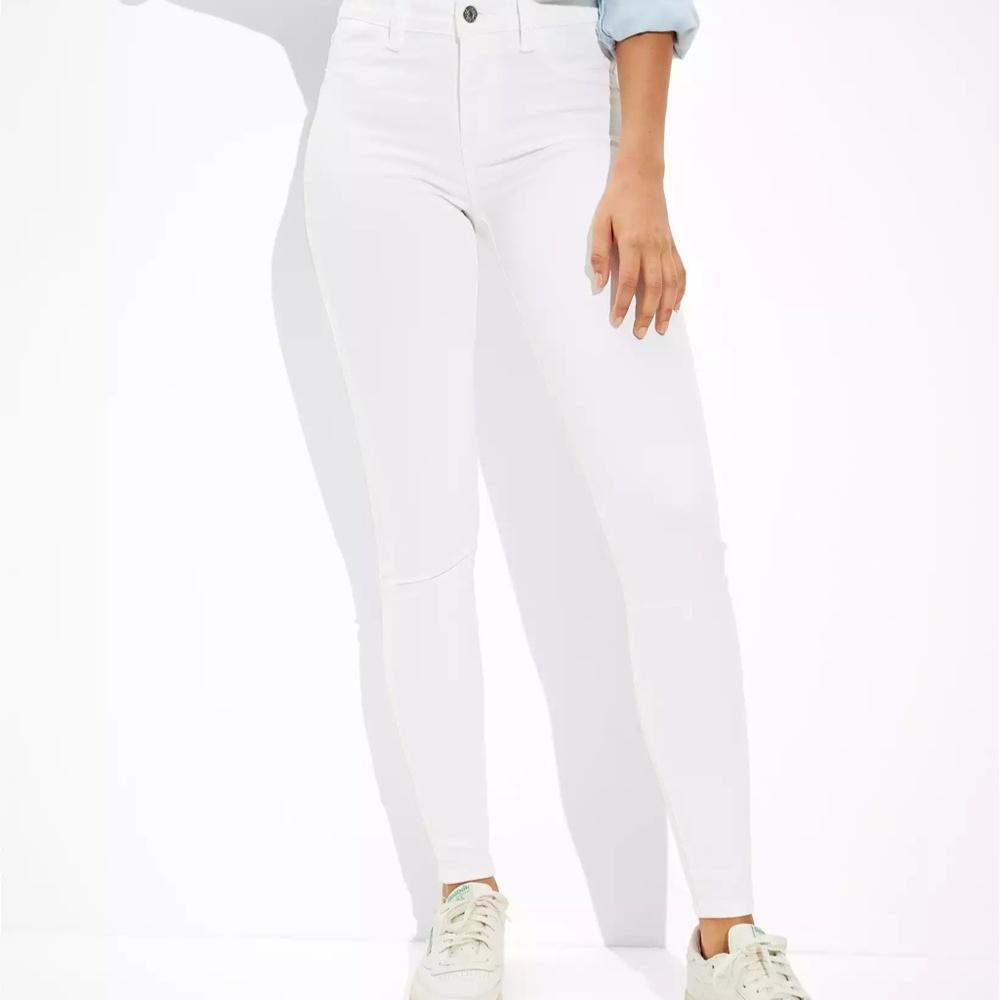 American Eagle Curvy Hi Rise Jeggings White 14 Short